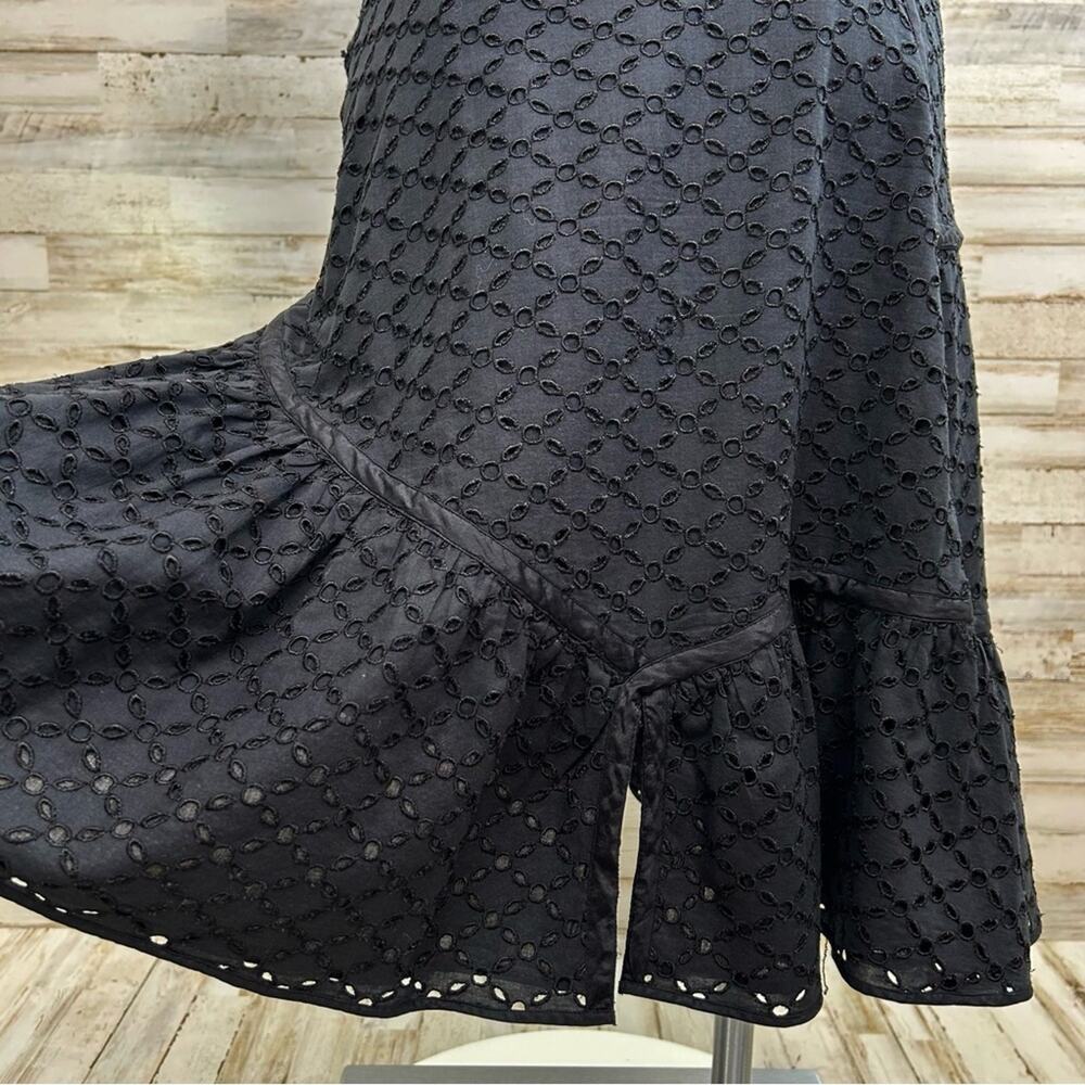 Maxmara Weekend Eyelet Broderie-Anglaise Ruffle Asymmetric Skirt Size M Black - Picture 11 of 14